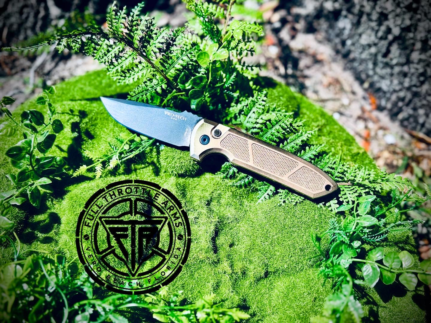 Pro-Tech Les George Custom Rockeye Auto -Tex AlBronze with black blade - Full Throttle Arms LLC