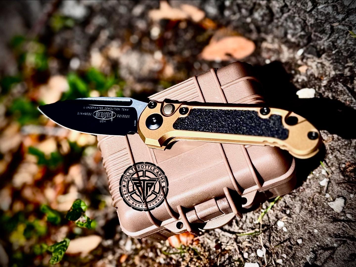 MICROTECH LUDT GEN III AUTOMATIC FOLDING KNIFE TAN ALUMINUM 3.4” M390 TANTO BLACK 1136-1TA - Full Throttle Arms LLC